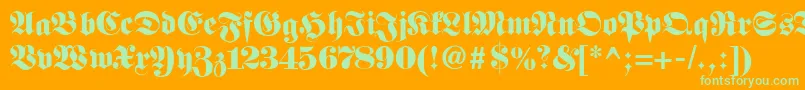 Fetteclassicunzfraktur Font – Green Fonts on Orange Background