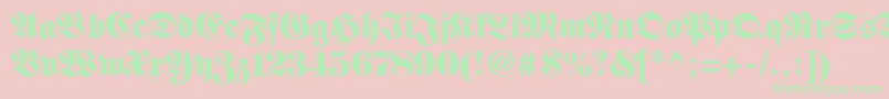 Fetteclassicunzfraktur-Schriftart – Grüne Schriften auf rosa Hintergrund