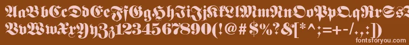 Fetteclassicunzfraktur Font – Pink Fonts on Brown Background