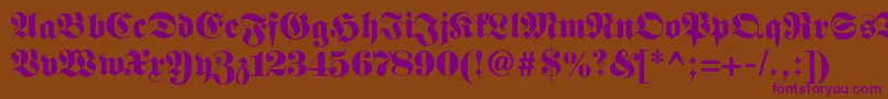 Fetteclassicunzfraktur-Schriftart – Violette Schriften auf braunem Hintergrund