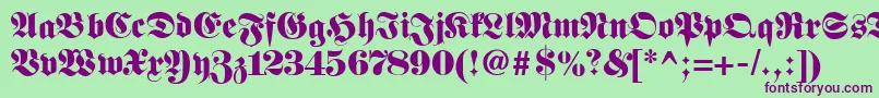 Fetteclassicunzfraktur Font – Purple Fonts on Green Background