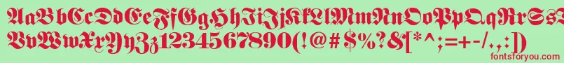 Fetteclassicunzfraktur Font – Red Fonts on Green Background