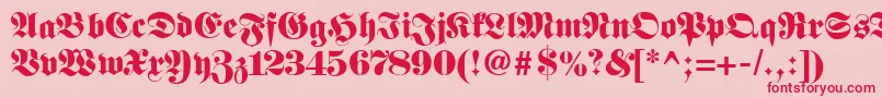 Fetteclassicunzfraktur-Schriftart – Rote Schriften auf rosa Hintergrund