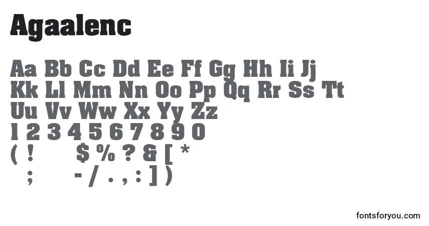 Schriftart Agaalenc – Alphabet, Zahlen, spezielle Symbole