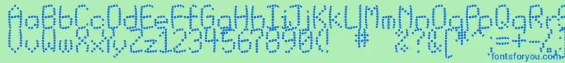 Matrixbuk-Schriftart – Blaue Schriften auf grünem Hintergrund