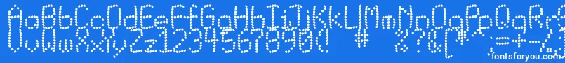 Matrixbuk-Schriftart – Weiße Schriften auf blauem Hintergrund