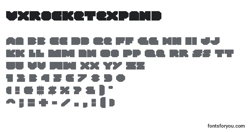 Schriftart Vxrocketexpand – Alphabet, Zahlen, spezielle Symbole