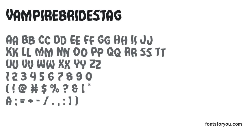 Шрифт Vampirebridestag – алфавит, цифры, специальные символы