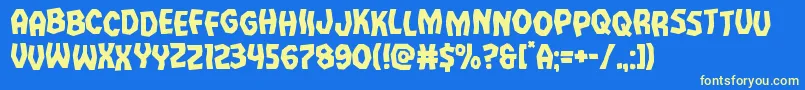 Vampirebridestag Font – Yellow Fonts on Blue Background
