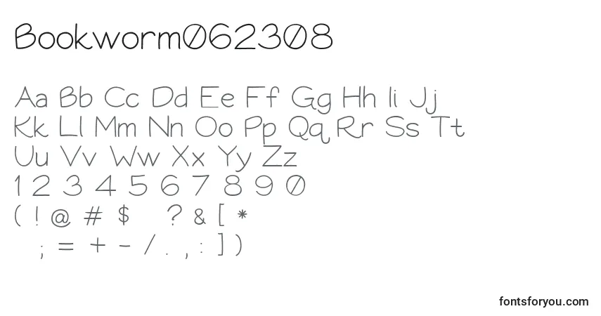 Schriftart Bookworm062308 – Alphabet, Zahlen, spezielle Symbole
