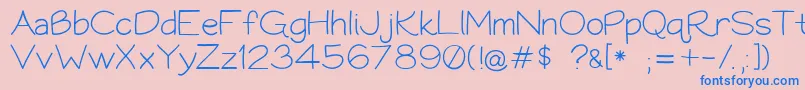 フォントBookworm062308 – ピンクの背景に青い文字