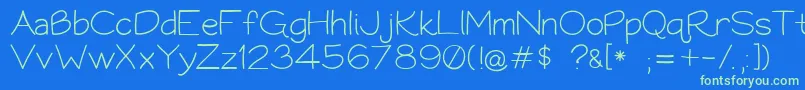 Bookworm062308-Schriftart – Grüne Schriften auf blauem Hintergrund