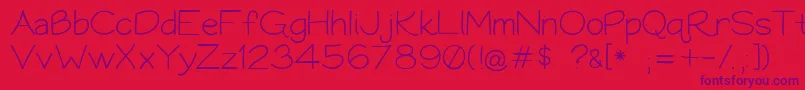 Bookworm062308 Font – Purple Fonts on Red Background