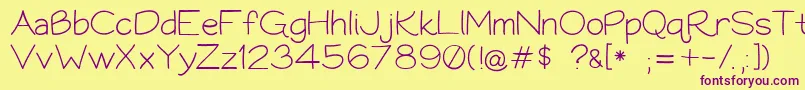 Więcej informacji o czcionce Bookworm062308 Czcionka Bookworm062308 – fioletowe czcionki na żółtym tle