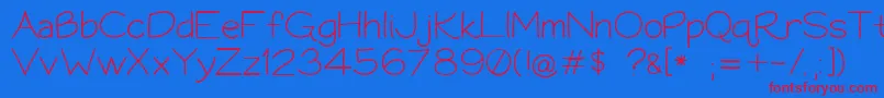 Bookworm062308 Font – Red Fonts on Blue Background