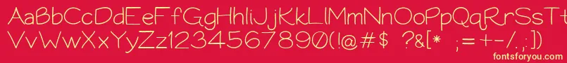 Bookworm062308 Font – Yellow Fonts on Red Background