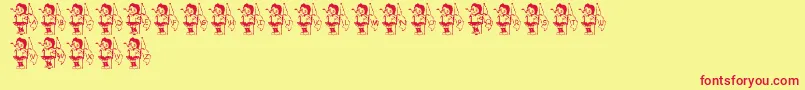 Fonte LmsWinterguardGirl – fontes vermelhas em um fundo amarelo
