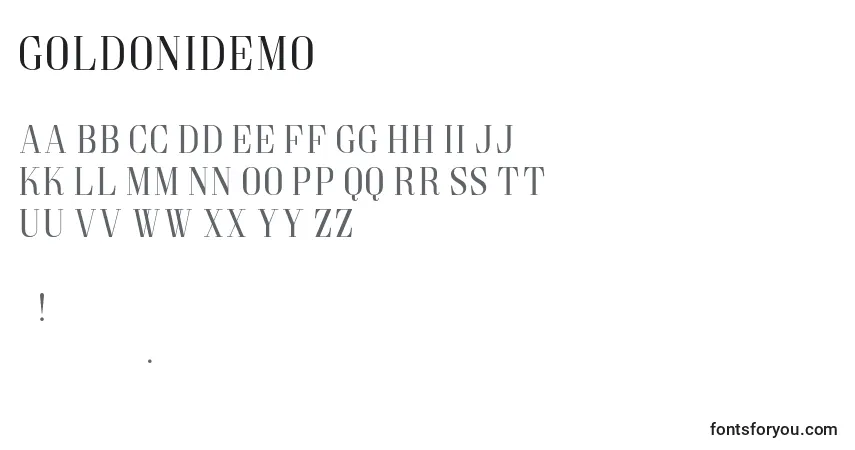 Schriftart GoldoniDemo – Alphabet, Zahlen, spezielle Symbole