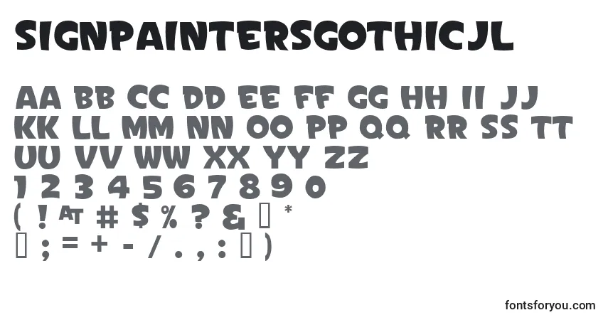 SignPaintersGothicJl-fontti – aakkoset, numerot, erikoismerkit