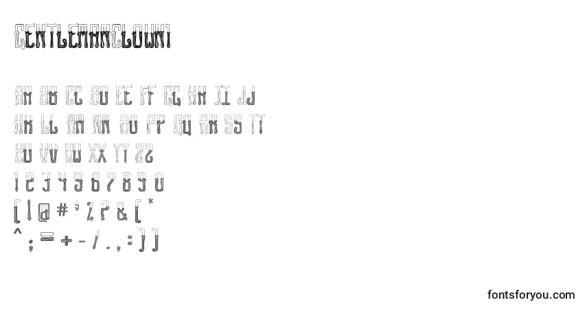 Czcionka GentlemanClown1 – alfabet, cyfry, specjalne znaki