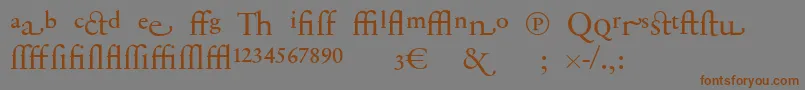 フォントSabonnextLtDisplayAlternate – 茶色の文字が灰色の背景にあります。