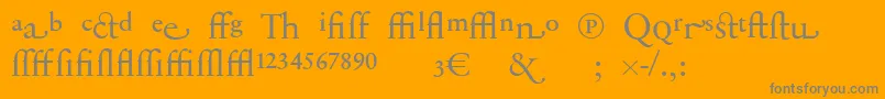 SabonnextLtDisplayAlternate-fontti – harmaat kirjasimet oranssilla taustalla
