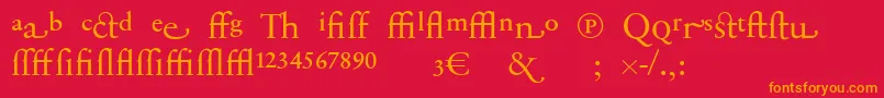 Fonte SabonnextLtDisplayAlternate – fontes laranjas em um fundo vermelho