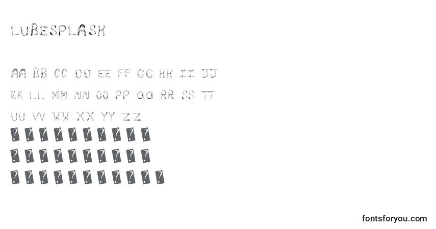 Schriftart Lubesplash – Alphabet, Zahlen, spezielle Symbole