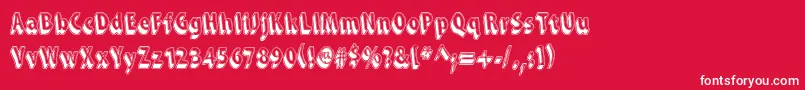 SnarkySMachine-Schriftart – Weiße Schriften auf rotem Hintergrund