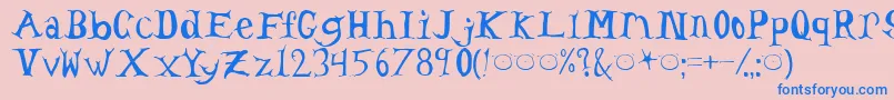 Więcej informacji o czcionce TomsHeadache Czcionka TomsHeadache – niebieskie czcionki na różowym tle