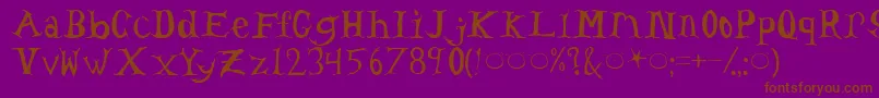 フォントTomsHeadache – 紫色の背景に茶色のフォント