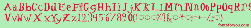 TomsHeadache Font – Red Fonts on Green Background