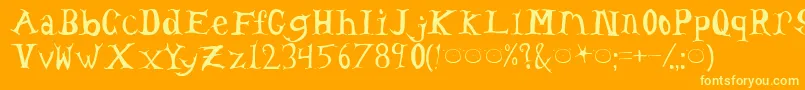 Więcej informacji o czcionce TomsHeadache Czcionka TomsHeadache – żółte czcionki na pomarańczowym tle