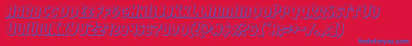 Xmasxpress3Dital-Schriftart – Blaue Schriften auf rotem Hintergrund