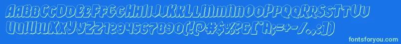 Xmasxpress3Dital-Schriftart – Grüne Schriften auf blauem Hintergrund