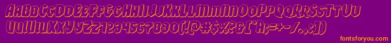 Xmasxpress3Dital-Schriftart – Orangefarbene Schriften auf violettem Hintergrund