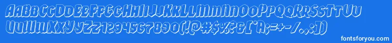 Xmasxpress3Dital-Schriftart – Weiße Schriften auf blauem Hintergrund