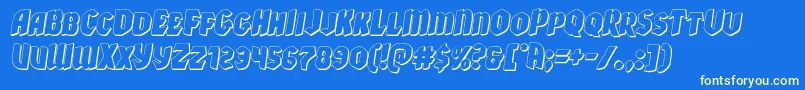 Xmasxpress3Dital-Schriftart – Gelbe Schriften auf blauem Hintergrund