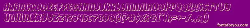 Xmasxpress3Dital-Schriftart – Gelbe Schriften auf violettem Hintergrund