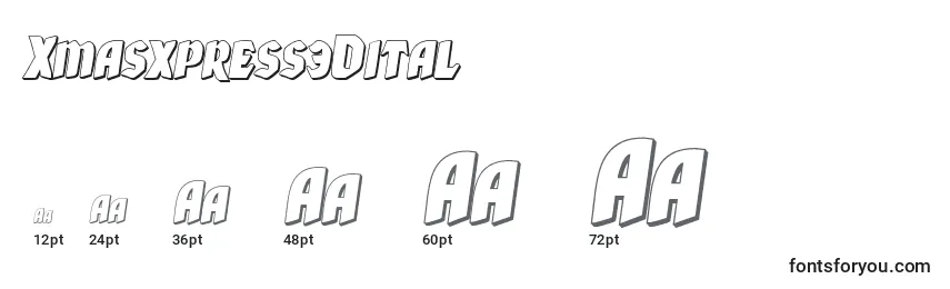 Xmasxpress3Dital Font Sizes