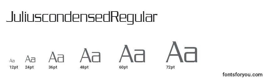 Размеры шрифта JuliuscondensedRegular