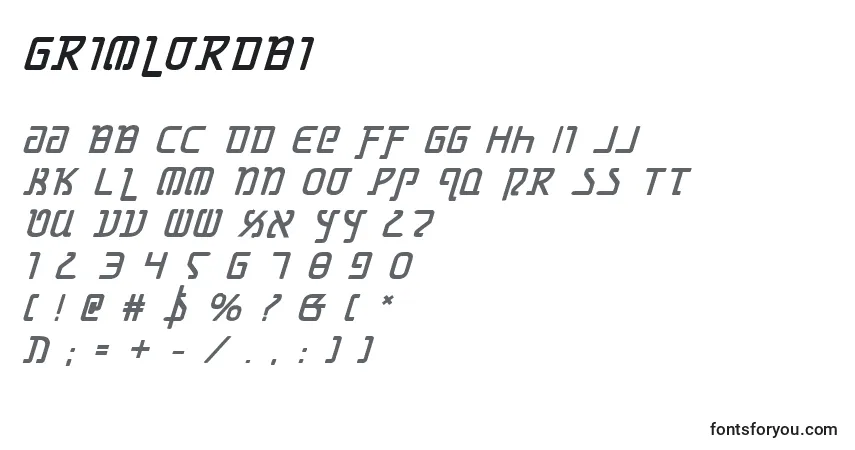 Schriftart Grimlordbi – Alphabet, Zahlen, spezielle Symbole