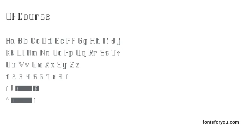 Czcionka OfCourse – alfabet, cyfry, specjalne znaki