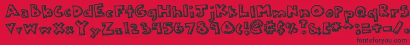フォントKkplastc – 赤い背景に黒い文字