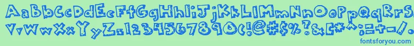 Kkplastc Font – Blue Fonts on Green Background