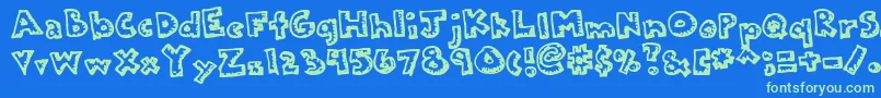 Kkplastc Font – Green Fonts on Blue Background