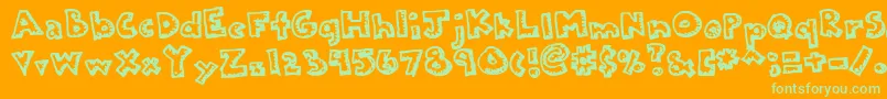 Шрифт Kkplastc – зелёные шрифты на оранжевом фоне