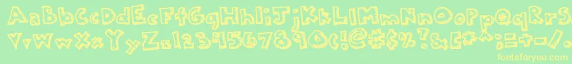 Kkplastc Font – Yellow Fonts on Green Background