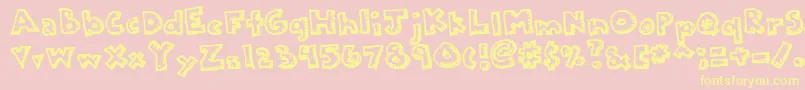 フォントKkplastc – 黄色のフォント、ピンクの背景