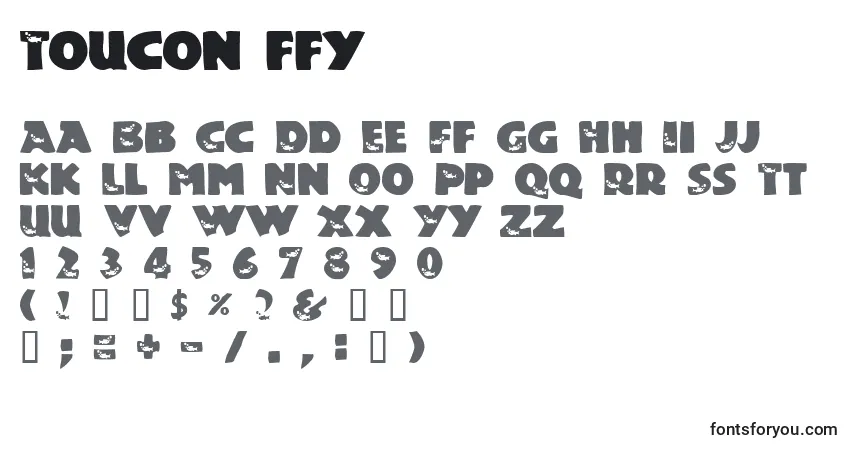 Schriftart Toucon ffy – Alphabet, Zahlen, spezielle Symbole